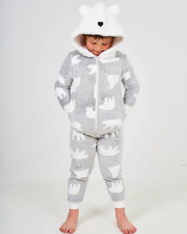 Kids * Kids Grey Polar Bear Onesie