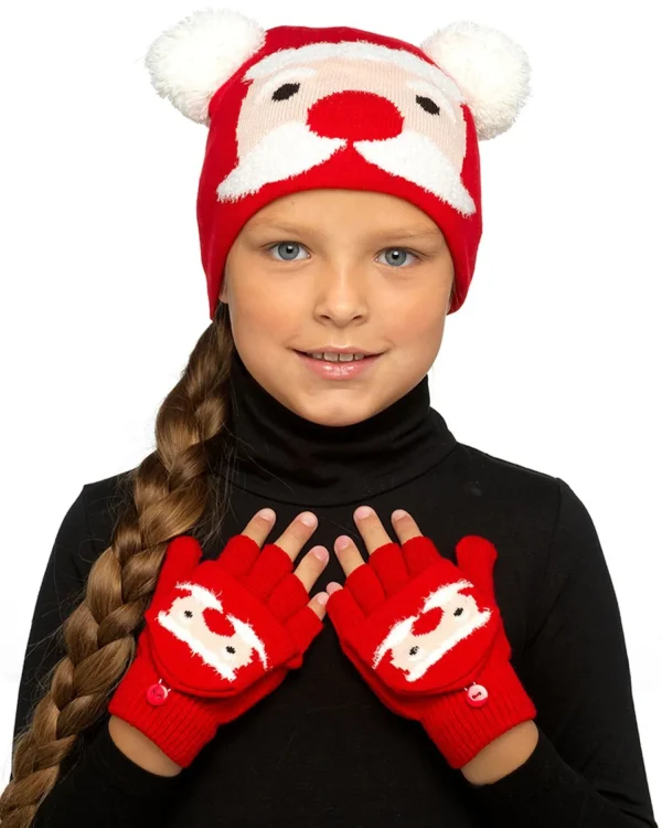 Kids * Kids Santa Hat & Gloves Christmas Set