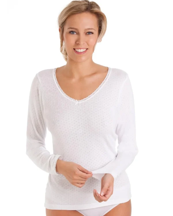 La Marquise Thermals | 2 Pack Viloft Thermal Long Sleeve Top - White