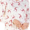 La Marquise Nighties | Festive Prints Long Sleeve Nightie - Ivory Reindeers