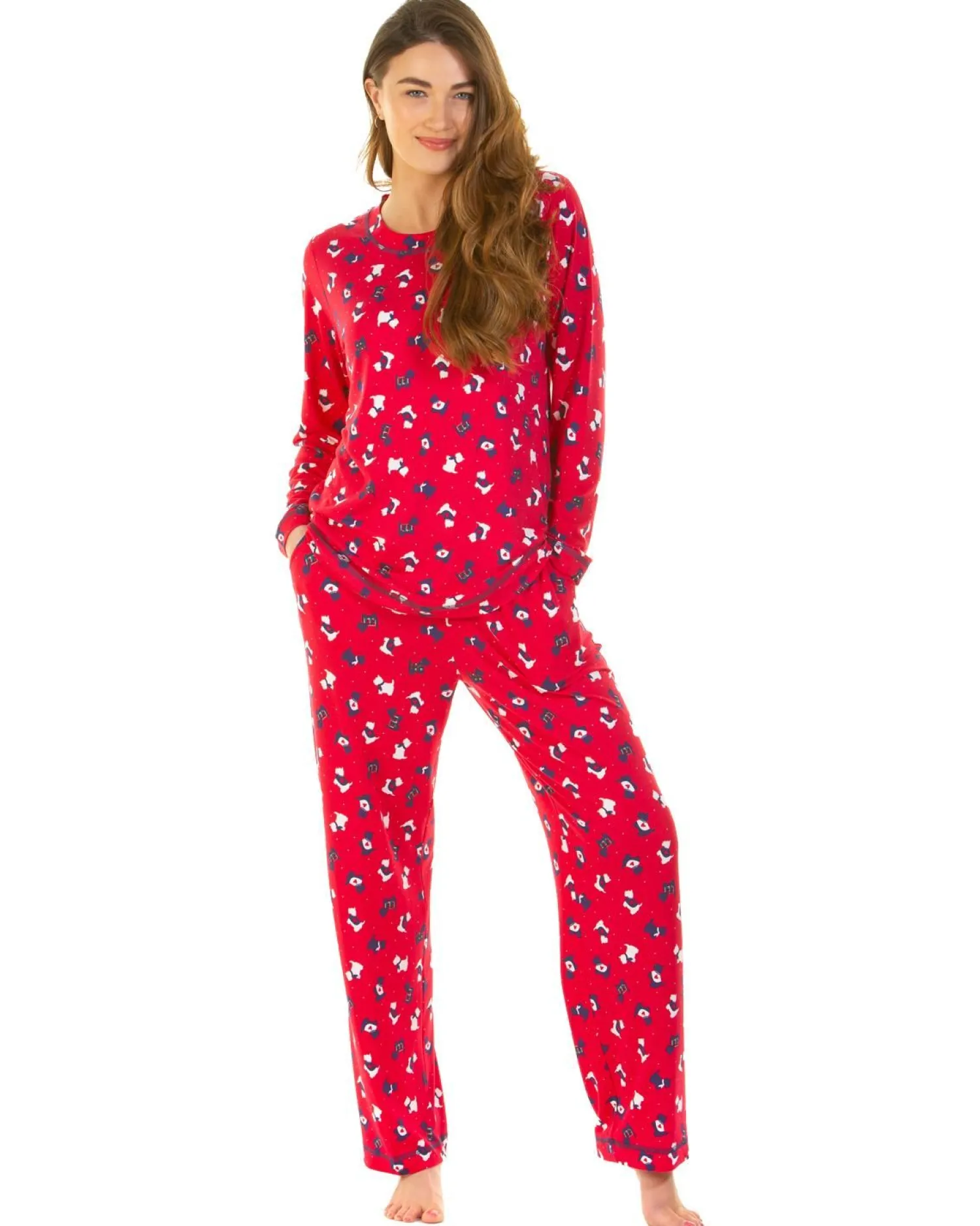 la_marquise_festive_print_1-5.webp La Marquise Pyjamas | Festive Prints Pyjamas - Red Scotty Dogs