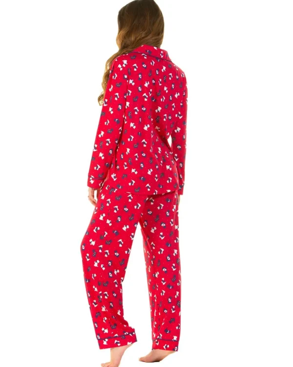 La Marquise Pyjamas | Festive Prints Button Pyjamas - Red Scotty Dogs