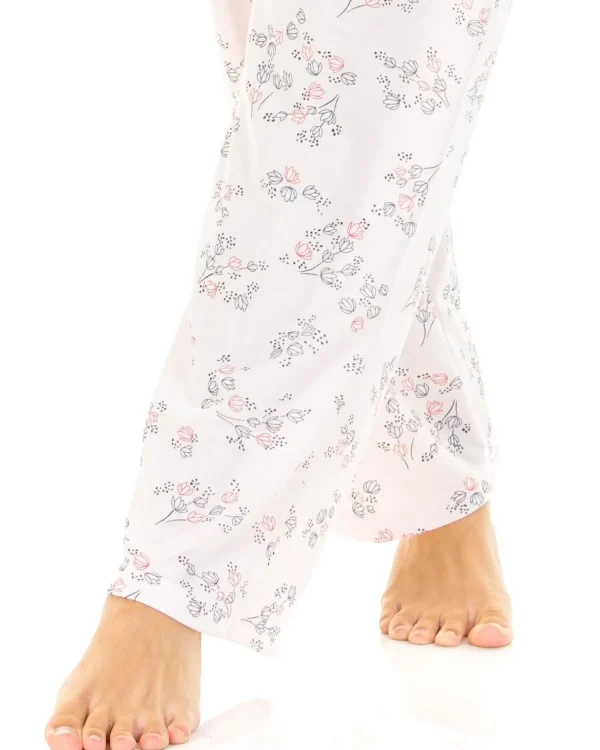 La Marquise Pyjamas | Floral Cuddleknit Jersey Pyjamas - Pink