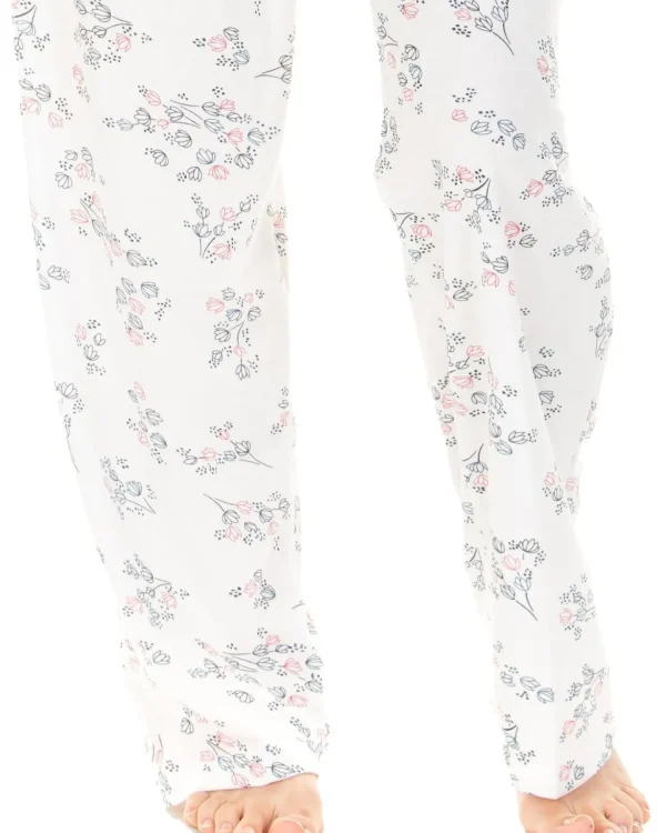 La Marquise Pyjamas | Floral Cuddleknit Jersey Pyjamas - Ivory