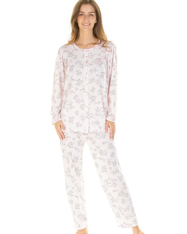La Marquise Pyjamas | Floral Cuddleknit Jersey Pyjamas - Pink