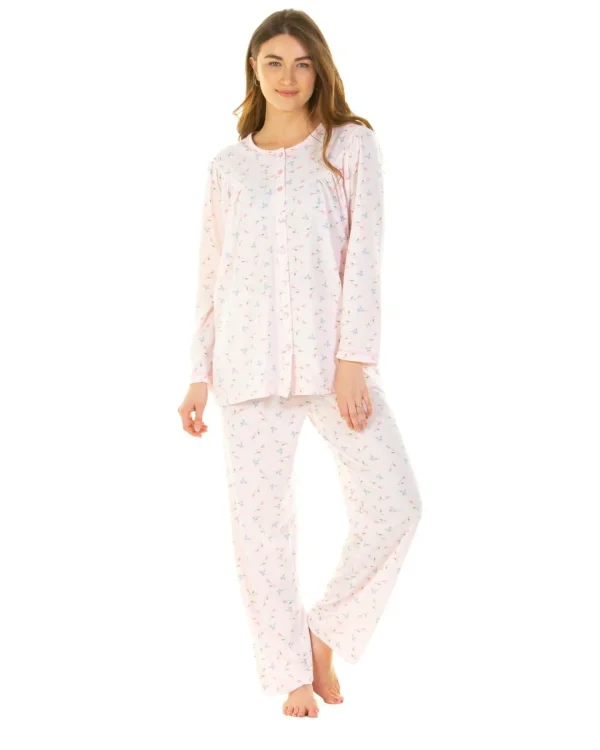 La Marquise Pyjamas | Flower Leaf Cuddleknit Pyjamas - Pink