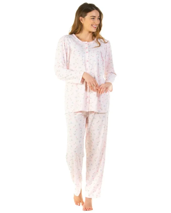 La Marquise Pyjamas | Flower Leaf Cuddleknit Pyjamas - Pink