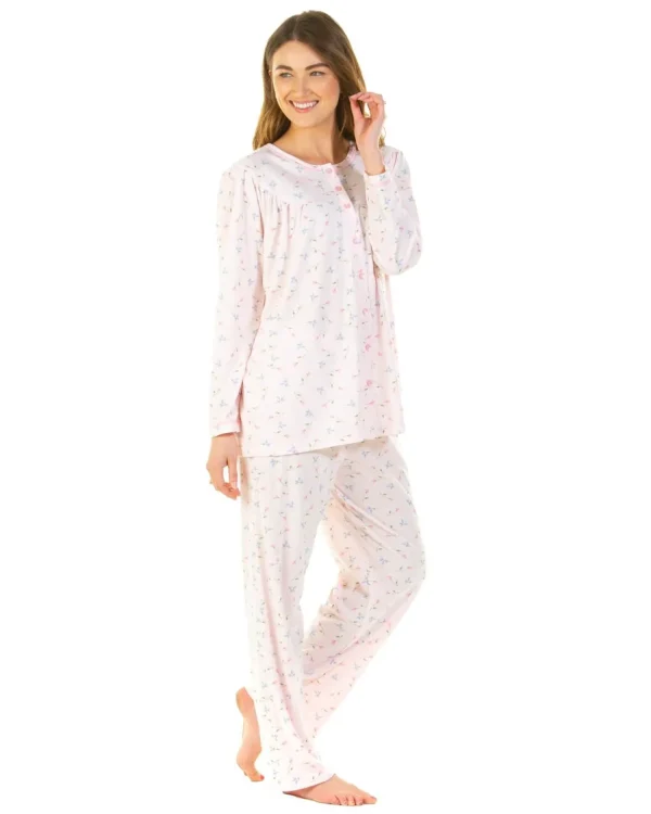 La Marquise Pyjamas | Flower Leaf Cuddleknit Pyjamas - Pink