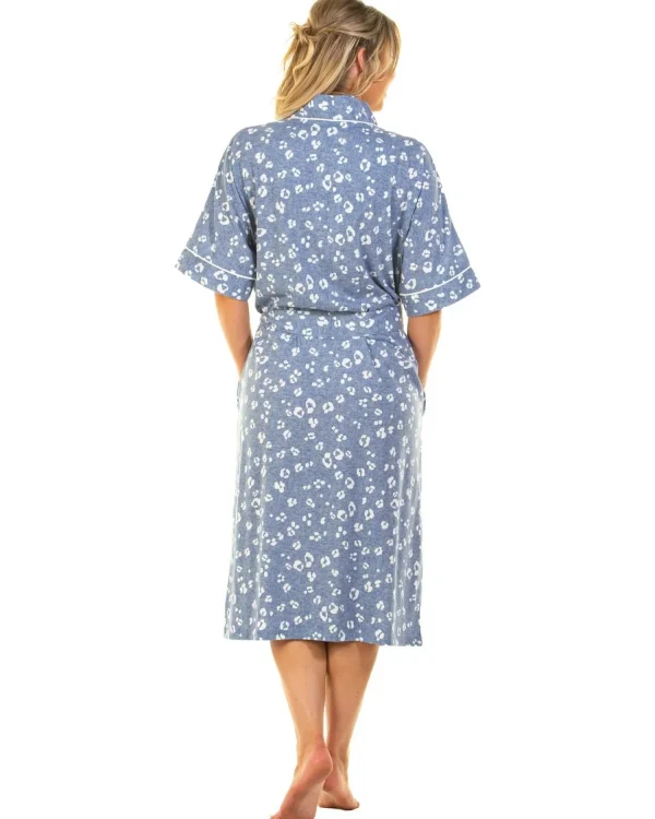 La Marquise Dressing Gowns | Heather Leopard Robe - Blue