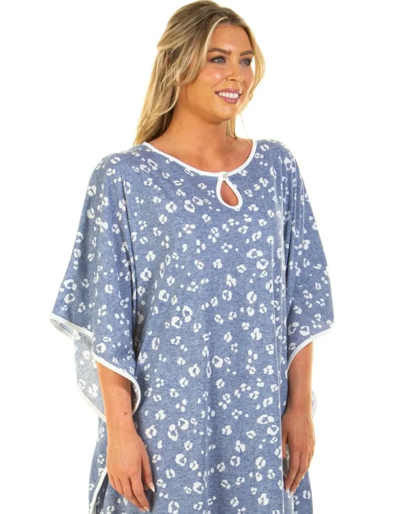 La Marquise Nighties | Heather Leopard Kaftan - Blue