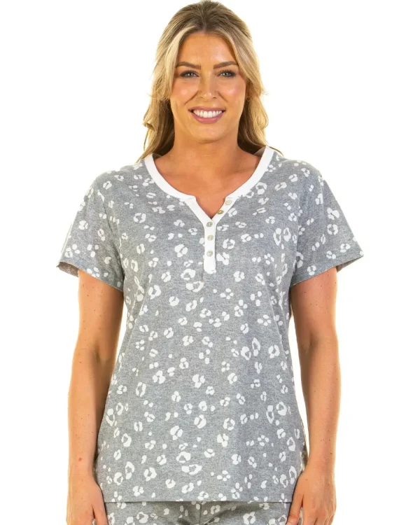 La Marquise Pyjamas | Heather Leopard Cropped Pyjamas - Grey