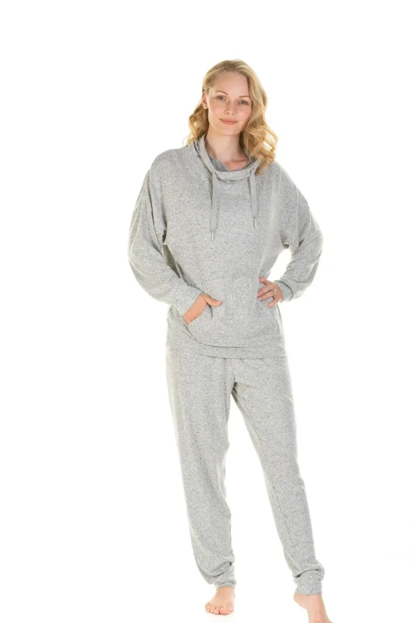 La Marquise Pyjamas | Lush Lounge Cloudknit Cowl Neck Pyjamas - Grey