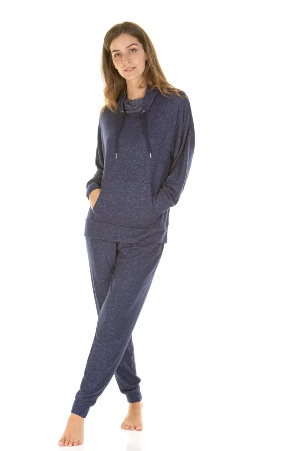 La Marquise Pyjamas | Lush Lounge Cloudknit Cowl Neck Pyjamas - Navy