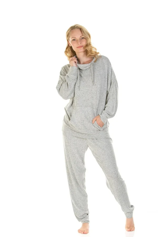 La Marquise Pyjamas | Lush Lounge Cloudknit Cowl Neck Pyjamas - Grey