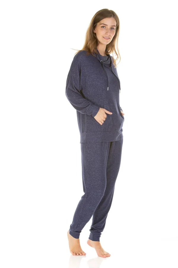La Marquise Pyjamas | Lush Lounge Cloudknit Cowl Neck Pyjamas - Navy