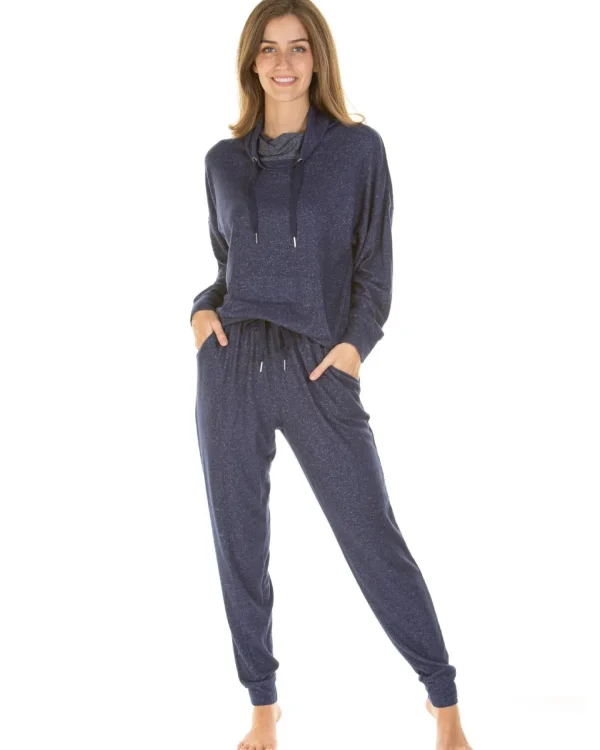 La Marquise Pyjamas | Lush Lounge Cloudknit Cowl Neck Pyjamas - Navy