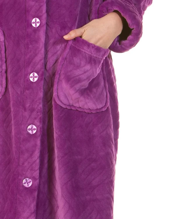 La Marquise Dressing Gowns | Midnight Tulip Button Dressing Gown - Purple