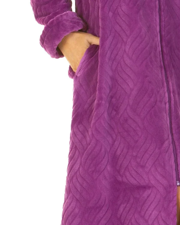 La Marquise Dressing Gowns | Midnight Tulip Zip Dressing Gown - Purple