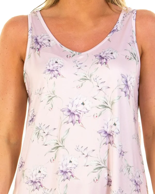 La Marquise Nighties | Orchid Silkyknit Sleeveless Nightie - Pink