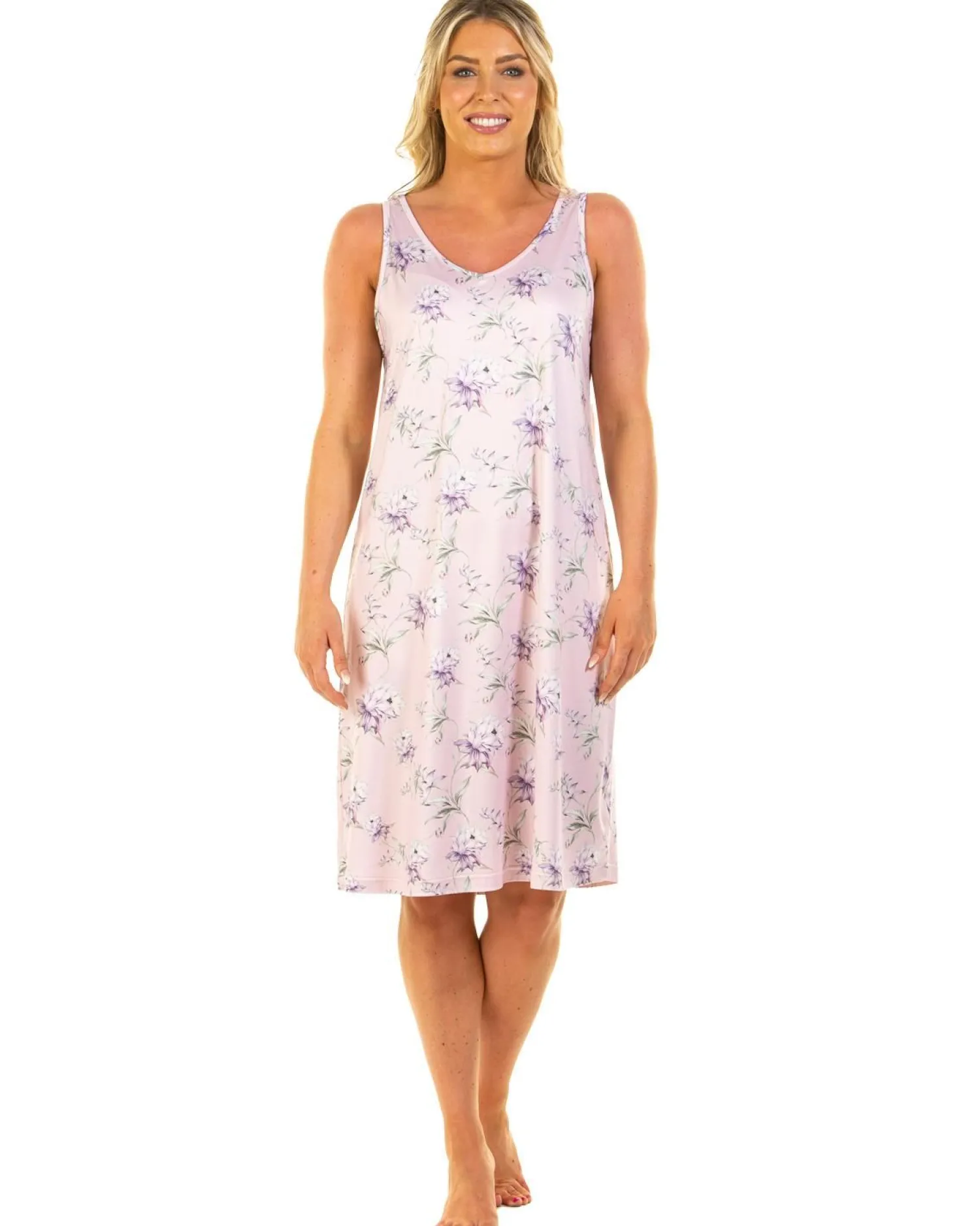 la_marquise_orchid_silkyk_1-5.webp La Marquise Nighties | Orchid Silkyknit Sleeveless Nightie - Pink