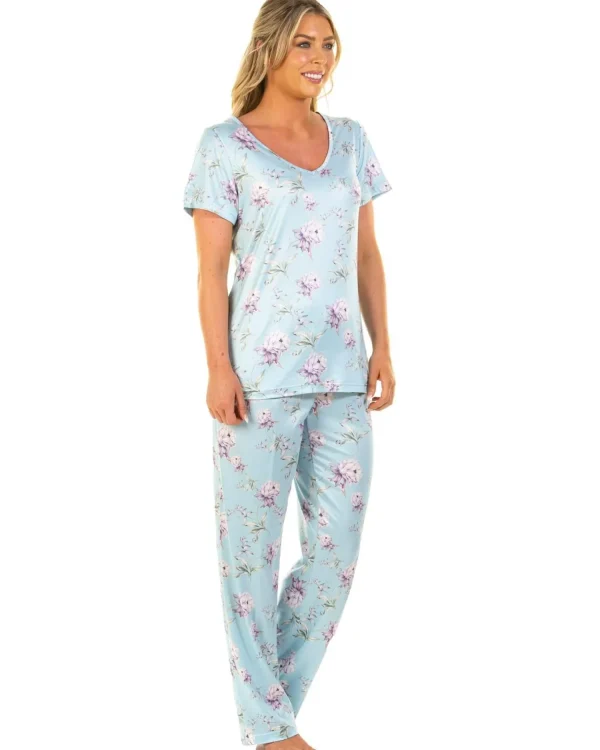 La Marquise Pyjamas | Orchid Silkyknit Cropped Pyjamas - Blue