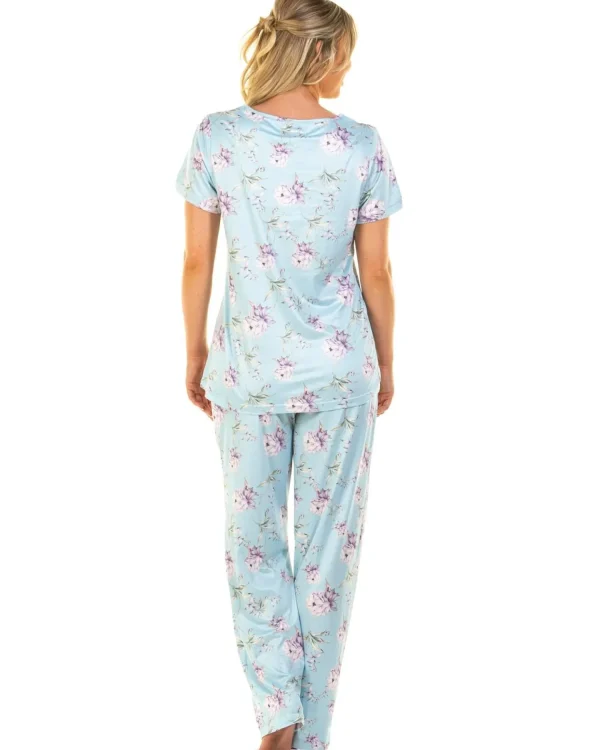 La Marquise Pyjamas | Orchid Silkyknit Cropped Pyjamas - Blue
