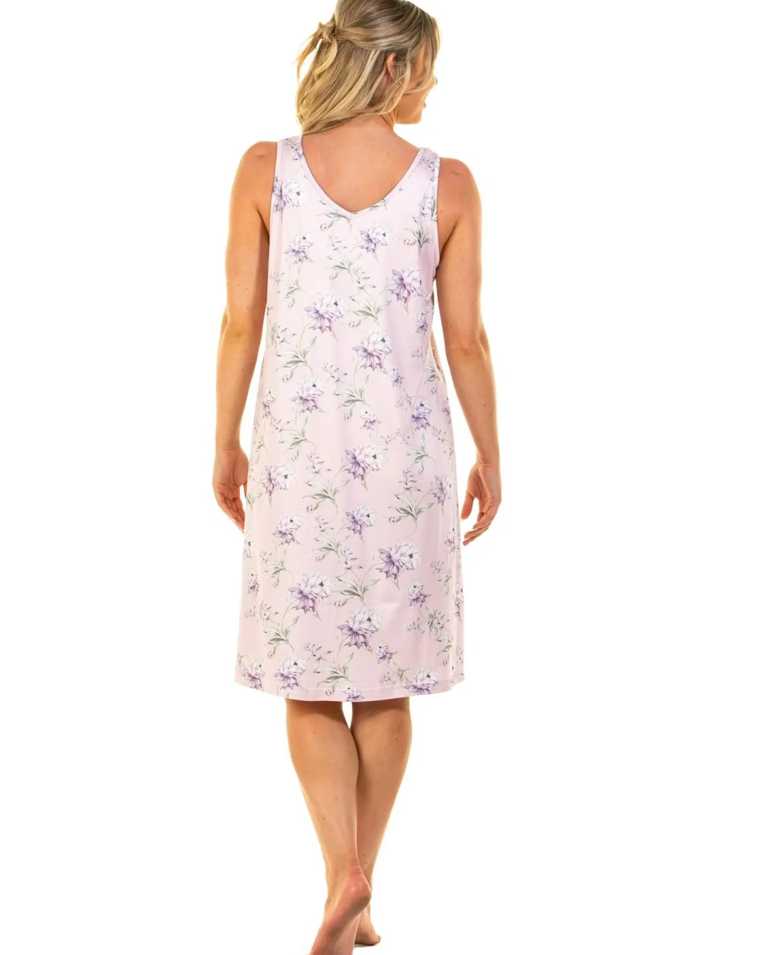 la_marquise_orchid_silkyk_3-5.webp La Marquise Nighties | Orchid Silkyknit Sleeveless Nightie - Pink