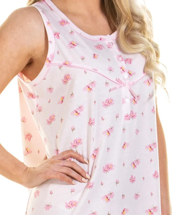 La Marquise Nighties | Pink Blush Jersey Sleeveless Nightie - Pink