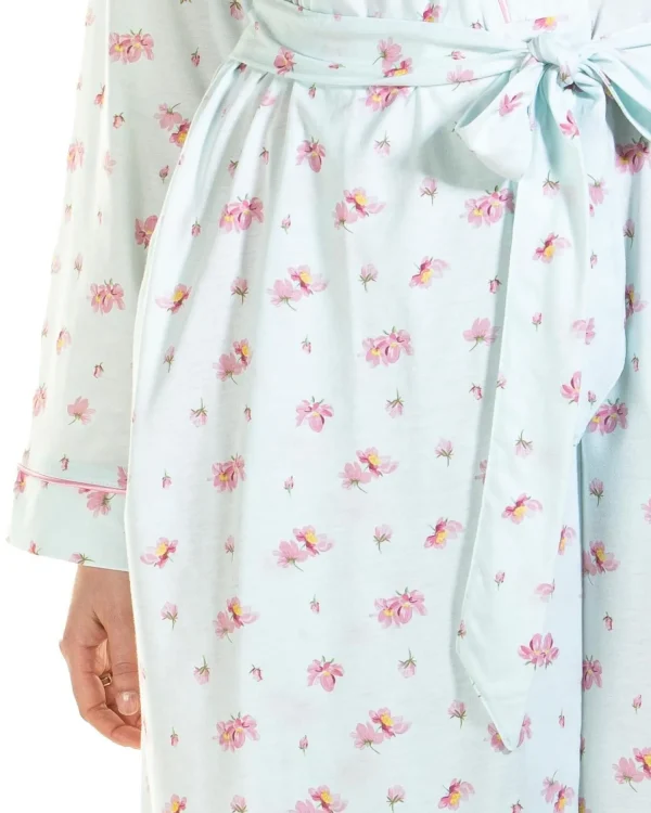 La Marquise Dressing Gowns | Pink Blush Jersey Wrap - Turquoise