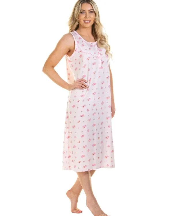 La Marquise Nighties | Pink Blush Jersey Sleeveless Nightie - Pink