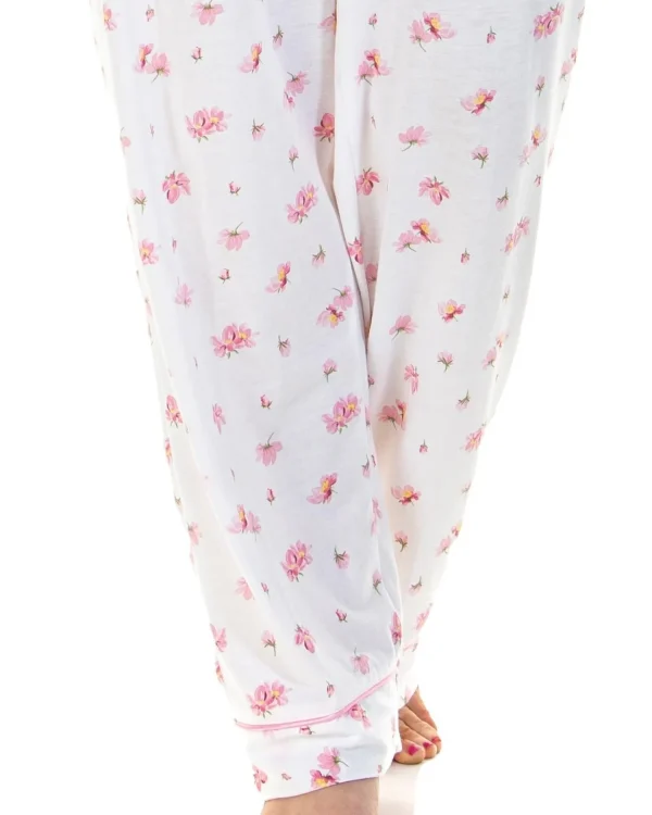 La Marquise Pyjamas | Pink Blush Jersey Button Pyjamas - Ivory