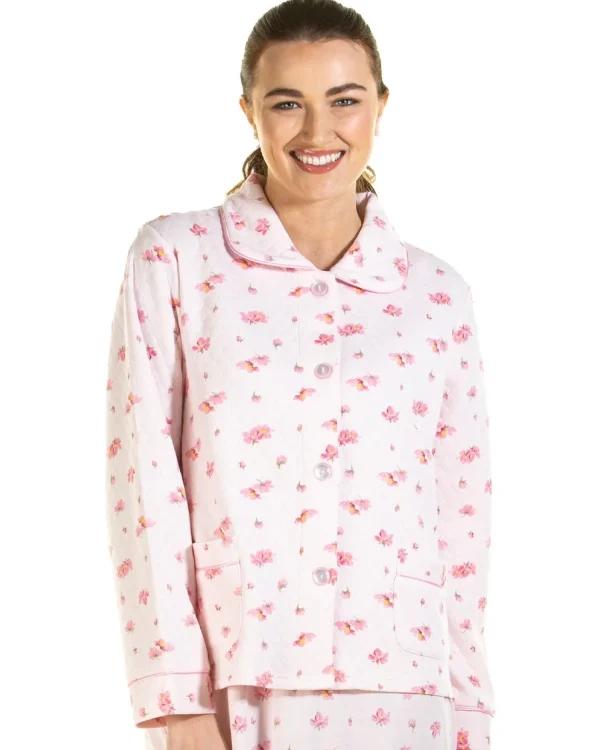 La Marquise Dressing Gowns | Pink Blush Mock Quilt Bed Jacket - Pink