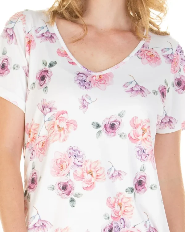 La Marquise Pyjamas | Silkyknit Summer Garden Pyjamas - Cream