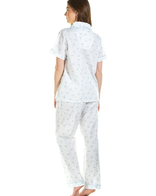 La Marquise Pyjamas | Spring Blossom Woven Tailored Pyjamas - Blue
