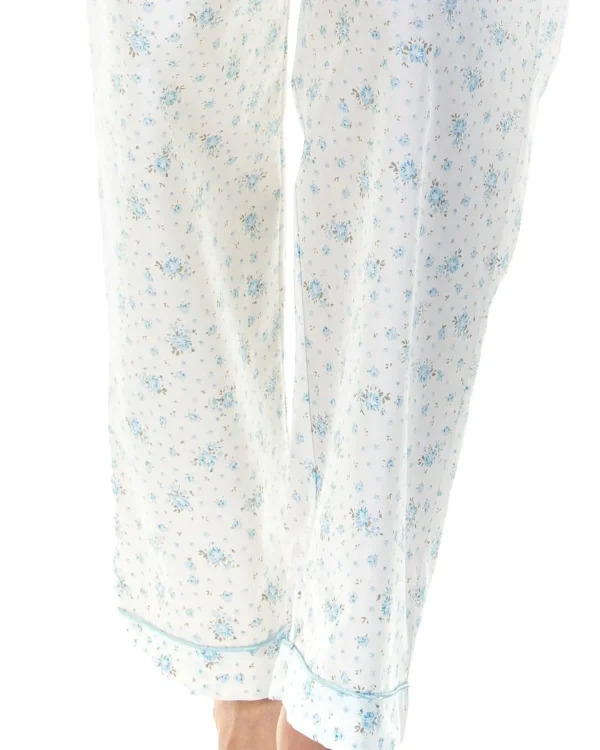 La Marquise Pyjamas | Spring Blossom Woven Tailored Pyjamas - Blue