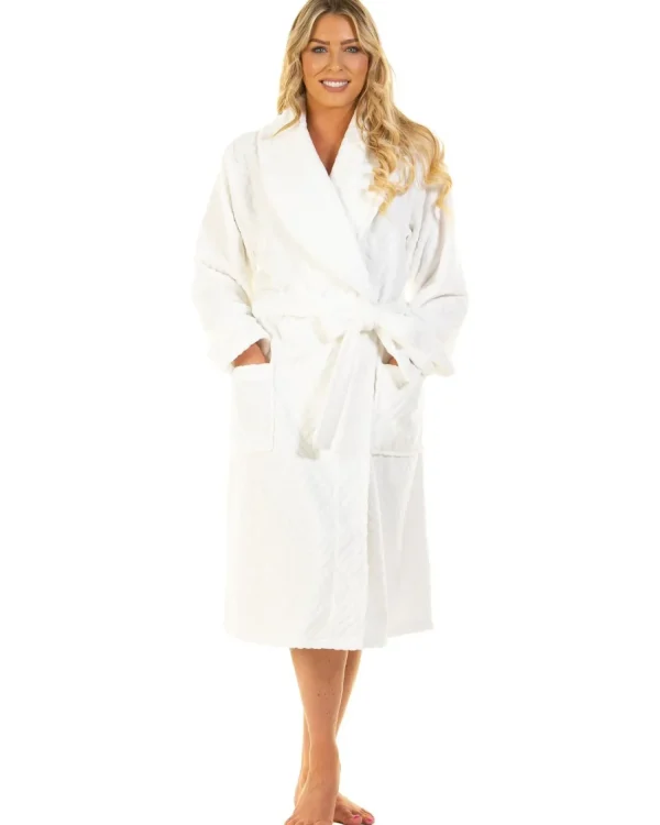 La Marquise Dressing Gowns | Tulip Embossed Dressing Gown - Ivory