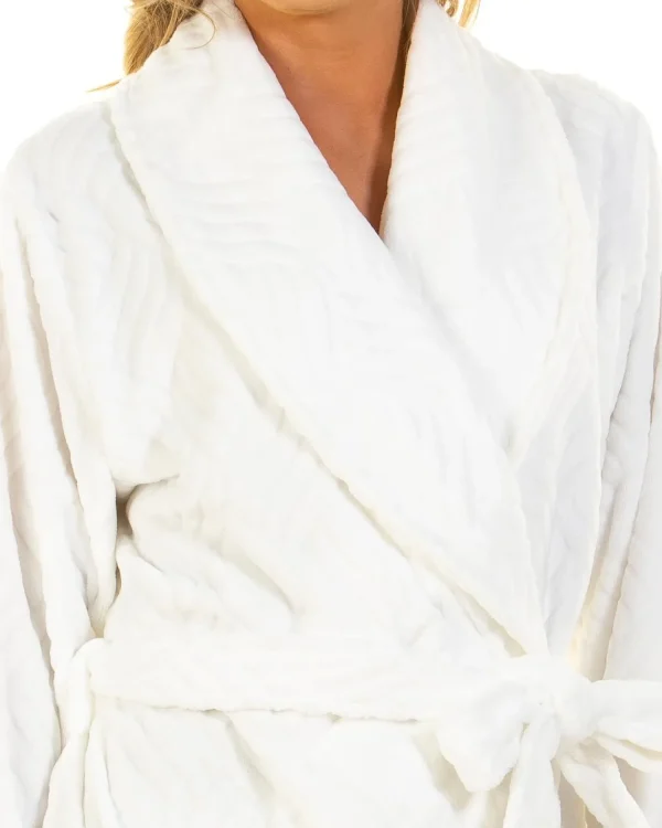 La Marquise Dressing Gowns | Tulip Embossed Dressing Gown - Ivory