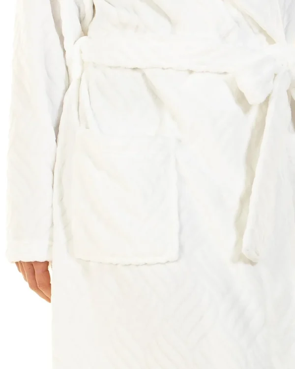 La Marquise Dressing Gowns | Tulip Embossed Dressing Gown - Ivory