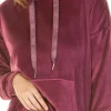 La Marquise Pyjamas | Velour Lounge Hooded Pyjamas - Burgundy