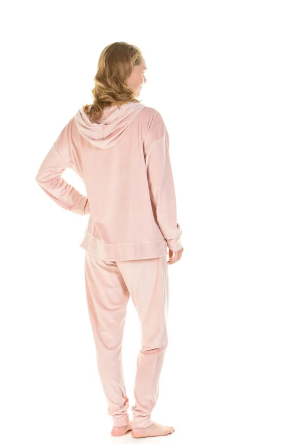 La Marquise Pyjamas | Velour Lounge Hooded Pyjamas - Pink