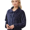 Lady Olga Dressing Gowns | Embossed Bed Jacket - Navy