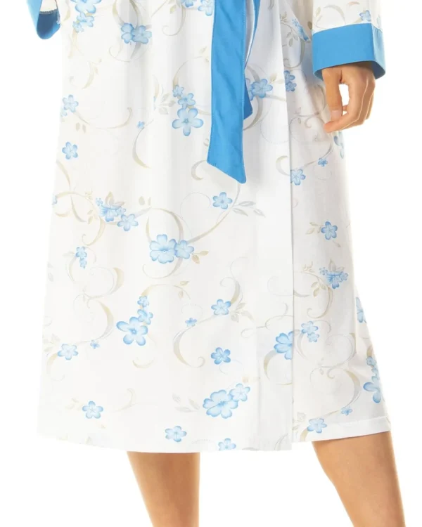 Lady Olga Dressing Gowns | Jersey Floral Dressing Gown - Blue