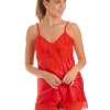 Lady Olga Pyjamas | Luxury Satin Camisole - Red