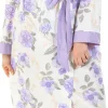 Lady Olga Dressing Gowns | Roses Jersey Robe - Lilac
