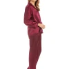 Lady Olga Pyjamas | Satin Pyjamas - Claret