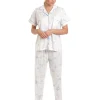 Lady Olga Pyjamas | Short Sleeve Jersey Floral Pyjamas - Blue
