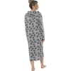 Foxbury Loungewear | Leopard Print Extra Long Hooded Lounge Nightie - Grey