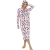 Foxbury Loungewear | Leopard Print Extra Long Hooded Lounge Nightie - Pink