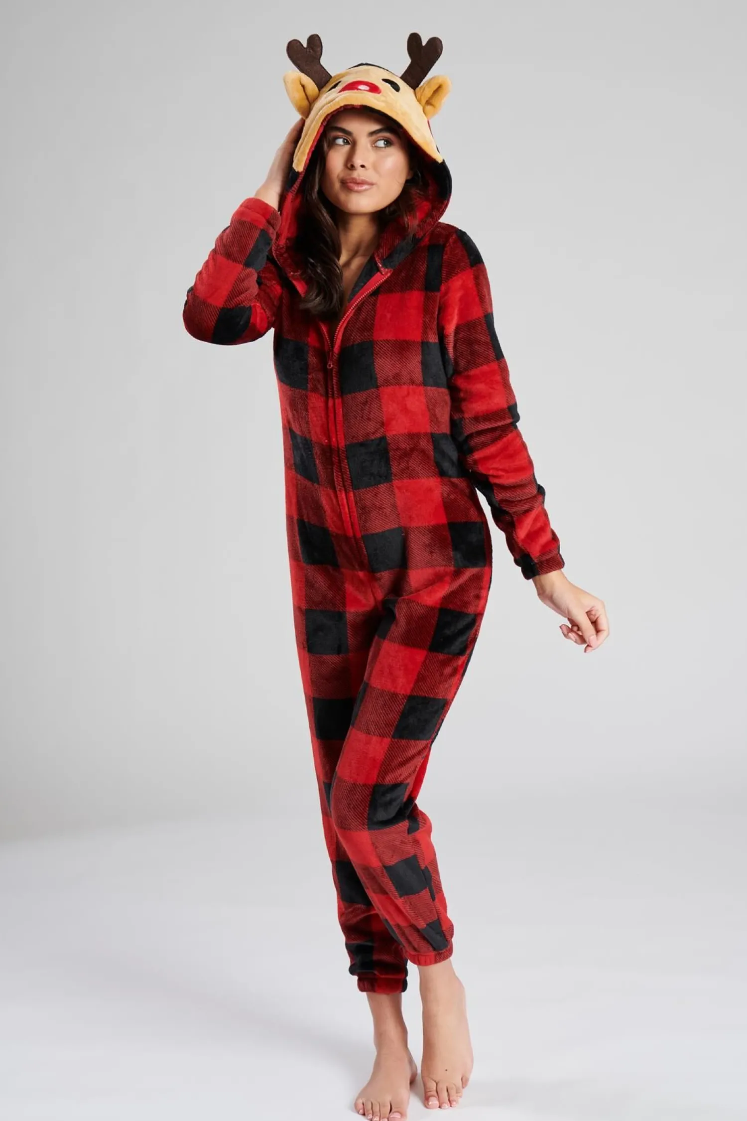 loungeable_check_print_re_0.webp Loungeable Onesies | Check Print Reindeer Onesie
