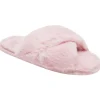 Loungeable Slippers | Fluffy Cross Slippers - Pink
